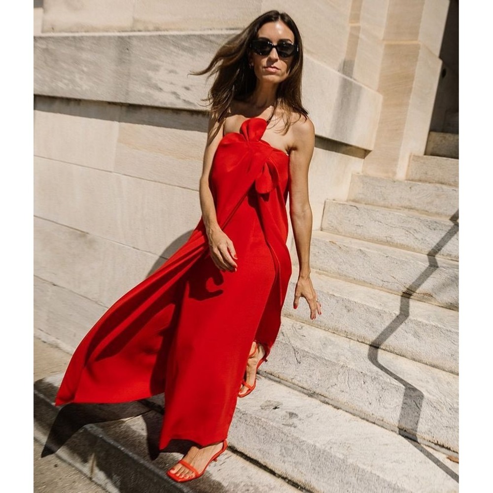 Antonio Melani Liz Damrich Red Radziwill Full Length Strapless Dress NWT Sz 4‎